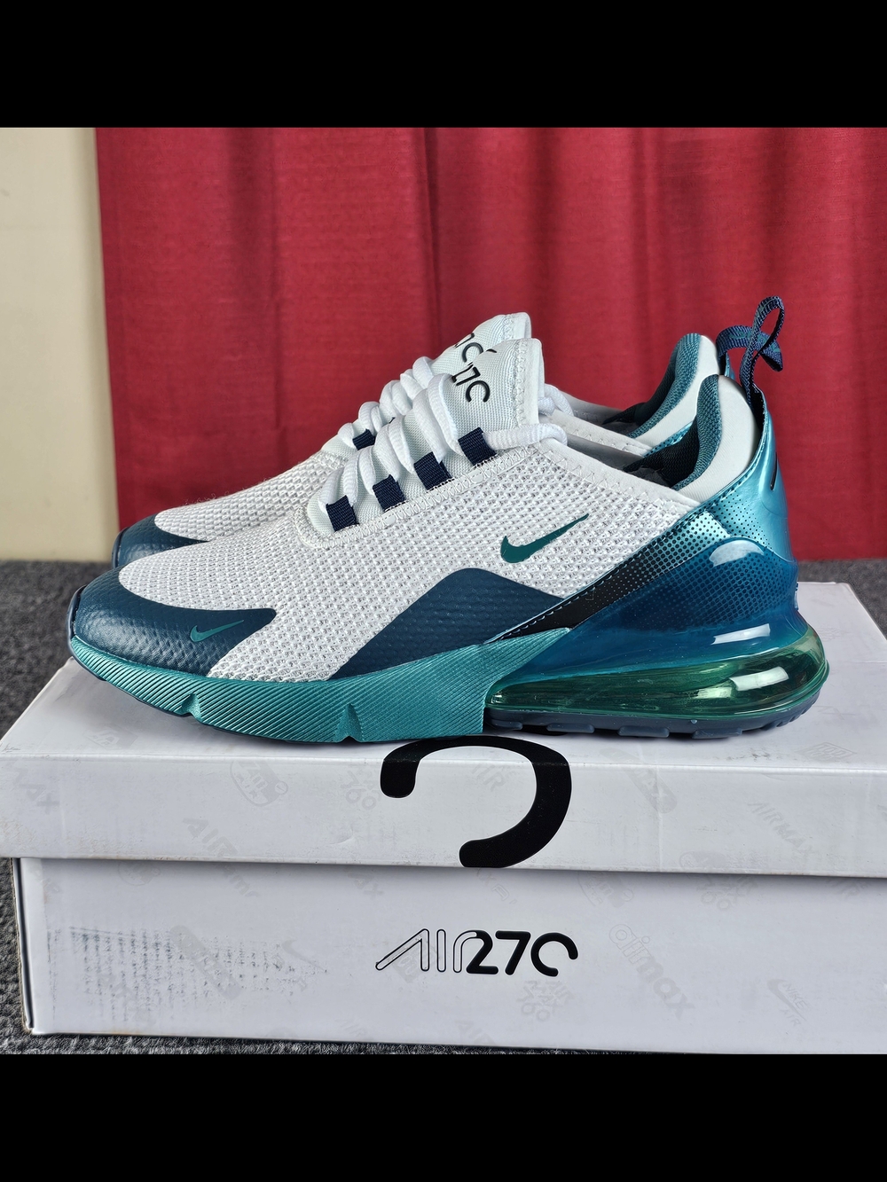 Nike Air Max 270 Women’s Running Shoes - White & Teal New 8,8.5,9 - Picture 8 of 13